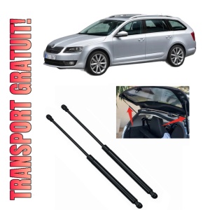 Set 2 amortizoare portbagaj haion SKODA Octavia III Combi (5E5, 5E6) din 2012-2020, 2 bucati, MAGNUM TECHNOLOGY, 4 stickere auto SKODA
