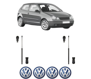 Set 2 amortizoare portbagaj haion Volkswagen POLO IV (9N_, 9A_) din 2001-2009, 2 bucati, MAGNUM TECHNOLOGY, 4 stickere auto Volkswagen v6373