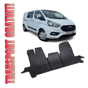 Set 3 covorase Ford Transit Custom (1+2) 3M 2018- prezent, Manua din cauciuc 100%, compatibile cu autoturismul FORD Transit