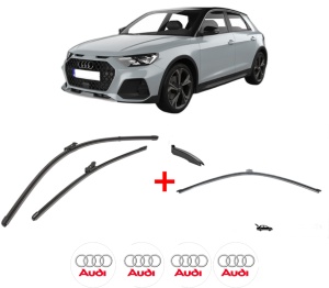 Set 3 stergatoare AUDI A1 Allstreet (GBH) din 2022, pentru parbriz si luneta fata si spate auto, Valeo Silencio, din cauciuc siliconat rezistent, 4 Stickere Auto AUDI v12365