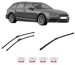 Set 3 stergatoare AUDI A4 B9 Avant (8W5, 8WD) din 2015-2021, pentru parbriz si luneta fata si spate auto, Bosch Aerotwin-Aerotwin, din cauciuc siliconat rezistent, 4 Stickere Auto AUDI - Img 2