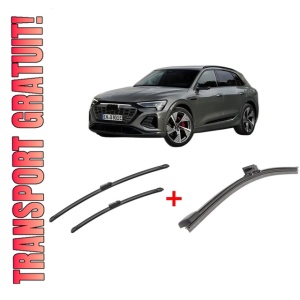 Set 3 stergatoare AUDI Q8 E-TRON SUV (GEG) din 2022, pentru parbriz si luneta fata si spate auto, Bosch Aerotwin, din cauciuc siliconat rezistent, 4 Stickere Auto AUDI