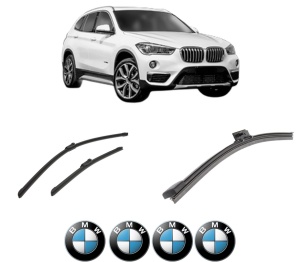 Set 3 stergatoare BMW Seria X1 Van (F48) din 2015-2022, pentru parbriz si luneta fata si spate auto, Bosch Aerotwin-Aerotwin, din cauciuc siliconat rezistent, 4 Stickere Auto BMW - Img 2