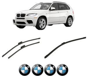 Set 3 stergatoare BMW Seria X5 (E70) din 2006-2013, pentru parbriz si luneta fata si spate auto, Bosch Aerotwin-Aerotwin Multi, din cauciuc siliconat rezistent, 4 Stickere Auto BMW - Img 2