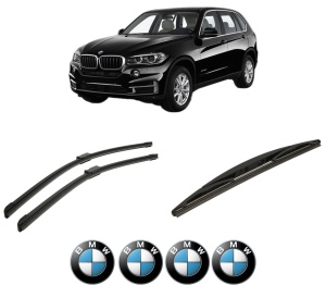 Set 3 stergatoare BMW Seria X5 (F15, F85) din 2013-2018, pentru parbriz si luneta fata si spate auto, Bosch Twin-Aerotwin, din cauciuc siliconat rezistent, 4 Stickere Auto BMW - Img 2