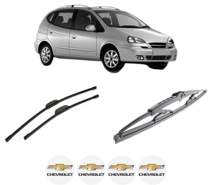 Set 3 stergatoare CHEVROLET REZZO MPV (U100) din 2005-2009, pentru parbriz si luneta fata si spate auto, Bosch Twin-Aerotwin Retrofit, din cauciuc siliconat rezistent, 4 Stickere Auto CHEVROLET - Img 2