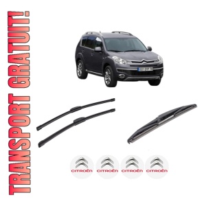 Set 3 stergatoare CITROEN C-CROSSER Van (VU_) din 2007-2012, pentru parbriz si luneta fata si spate auto, Bosch Twin-Aerotwin Retrofit, din cauciuc siliconat rezistent, 4 Stickere Auto CITROEN
