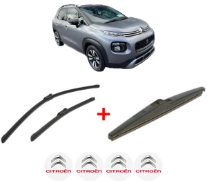 Set 3 stergatoare CITROEN C3 AIRCROSS II Van (2C_, 2R_) din 2019, pentru parbriz si luneta fata si spate auto, Bosch Twin, din cauciuc siliconat rezistent, 4 Stickere Auto CITROEN v2831
