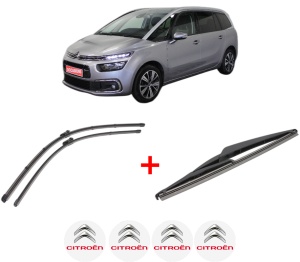 Set 3 stergatoare CITROEN GRAND C4 SPACETOURER (3A_, 3E_) din 2018 - 2019, pentru parbriz si luneta fata si spate auto, Valeo Silencio, din cauciuc siliconat rezistent, 4 Stickere Auto CITROEN v13750