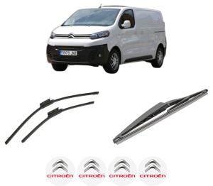 Set 3 stergatoare CITROEN JUMPY III Van (V_) din 2016-2024, pentru parbriz si luneta fata si spate auto, Bosch Twin-Aerotwin, din cauciuc siliconat rezistent, 4 Stickere Auto CITROEN - Img 2