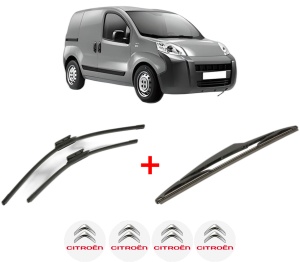 Set 3 stergatoare CITROEN NEMO Box Body/MPV (AA_) din 2008, pentru parbriz si luneta fata si spate auto, Bosch Twin, din cauciuc siliconat rezistent, 4 Stickere Auto CITROEN v3491