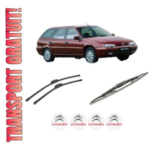 Set 3 stergatoare CITROEN XANTIA Estate Van (X2_) din 1997-2003, pentru parbriz si luneta fata si spate auto, Bosch Twin-Aerotwin Retrofit, din cauciuc siliconat rezistent, 4 Stickere Auto CITROEN