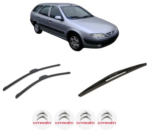 Set 3 stergatoare CITROEN XSARA Estate Van din 1999-2005, pentru parbriz si luneta fata si spate auto, Bosch Twin-Aerotwin Retrofit, din cauciuc siliconat rezistent, 4 Stickere Auto CITROEN - Img 2