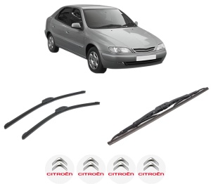 Set 3 stergatoare CITROEN XSARA (N1) din 1997-2005, pentru parbriz si luneta fata si spate auto, Bosch Twin-Aerotwin Retrofit, din cauciuc siliconat rezistent, 4 Stickere Auto CITROEN - Img 2