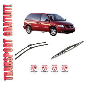 Set 3 stergatoare DODGE CARAVAN (RG_) din 2000-2007, pentru parbriz si luneta fata si spate auto, Bosch Twin-Aerotwin Retrofit, din cauciuc siliconat rezistent, 4 Stickere Auto DODGE
