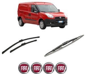 Set 3 stergatoare FIAT DOBLO Cargo (263_) din 2010-2023, pentru parbriz si luneta fata si spate auto, Bosch Twin-Aerotwin, din cauciuc siliconat rezistent, 4 Stickere Auto FIAT - Img 2