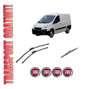 Set 3 stergatoare FIAT SCUDO Van (270_, 272_) din 2007-2016, pentru parbriz si luneta fata si spate auto, Bosch Twin-Aerotwin Retrofit, din cauciuc siliconat rezistent, 4 Stickere Auto FIAT