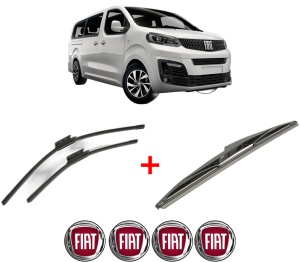 Set 3 stergatoare FIAT ULYSSE Bus din 2022 - 2023, pentru parbriz si luneta fata si spate auto, Bosch Twin, din cauciuc siliconat rezistent, 4 Stickere Auto FIAT v8231