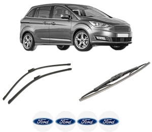 Set 3 stergatoare FORD C-MAX II Van din 2010-2019, pentru parbriz si luneta fata si spate auto, Bosch Twin-Aerotwin, din cauciuc siliconat rezistent, 4 Stickere Auto FORD - Img 2