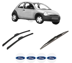 Set 3 stergatoare FORD KA (RB_) din 1996-2008, pentru parbriz si luneta fata si spate auto, Bosch Twin-Aerotwin Retrofit, din cauciuc siliconat rezistent, 4 Stickere Auto FORD - Img 2