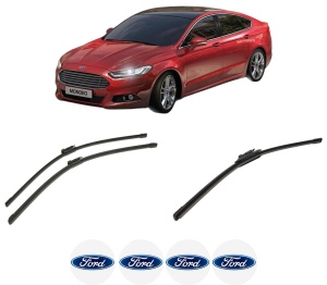 Set 3 stergatoare FORD MONDEO V Hatchback (CE) din 2014-2019, pentru parbriz si luneta fata si spate auto, Bosch Aerotwin-Aerotwin, din cauciuc siliconat rezistent, 4 Stickere Auto FORD - Img 2