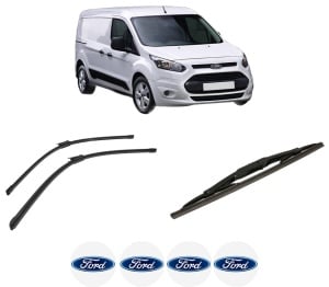 Set 3 stergatoare FORD TRANSIT CONNECT V408 Box Body/MPV din 2013-2021, pentru parbriz si luneta fata si spate auto, Bosch Twin-Aerotwin, din cauciuc siliconat rezistent, 4 Stickere Auto FORD - Img 2
