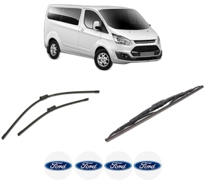 Set 3 stergatoare FORD TRANSIT CUSTOM V362 Bus (F3) din 2012-2023, pentru parbriz si luneta fata si spate auto, Bosch Twin-Aerotwin, din cauciuc siliconat rezistent, 4 Stickere Auto FORD - Img 2
