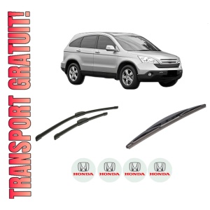 Set 3 stergatoare HONDA CR-V III (RE_) din 2006-2012, pentru parbriz si luneta fata si spate auto, Bosch Twin-Aerotwin Retrofit, din cauciuc siliconat rezistent, 4 Stickere Auto HONDA