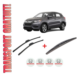 Set 3 stergatoare HONDA HR-V (RV) din 2021, pentru parbriz si luneta fata si spate auto, Bosch Twin, din cauciuc siliconat rezistent, 4 Stickere Auto HONDA