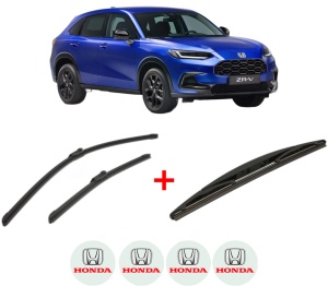 Set 3 stergatoare HONDA ZR-V din 2023, pentru parbriz si luneta fata si spate auto, Bosch Twin, din cauciuc siliconat rezistent, 4 Stickere Auto HONDA v5771