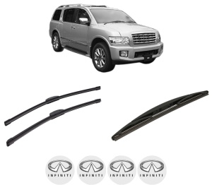 Set 3 stergatoare INFINITI QX56 din 2003-2014, pentru parbriz si luneta fata si spate auto, Bosch Twin-Aerotwin Retrofit, din cauciuc siliconat rezistent, 4 Stickere Auto INFINITI - Img 2