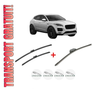 Set 3 stergatoare JAGUAR E-PACE (X540) din 2017, pentru parbriz si luneta fata si spate auto, Bosch Aerotwin, din cauciuc siliconat rezistent, 4 Stickere Auto JAGUAR