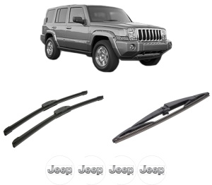 Set 3 stergatoare JEEP COMMANDER (XK, XH) din 2005-2010, pentru parbriz si luneta fata si spate auto, Bosch Twin-Aerotwin Retrofit, din cauciuc siliconat rezistent, 4 Stickere Auto JEEP - Img 2