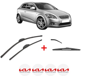 Set 3 stergatoare KIA CEE'D Hatchback (ED) din 2006 - 2012, pentru parbriz si luneta fata si spate auto, Valeo Silencio, din cauciuc siliconat rezistent, 4 Stickere Auto KIA v12125