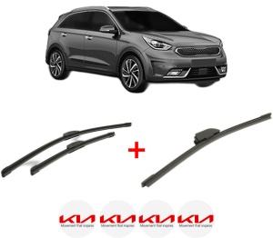 Set 3 stergatoare KIA NIRO VAN (DE) din 2016, pentru parbriz si luneta fata si spate auto, Bosch Aerotwin, din cauciuc siliconat rezistent, 4 Stickere Auto KIA v3186