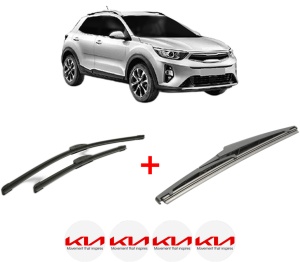 Set 3 stergatoare KIA STONIC Hatchback Van (YB) din 2018, pentru parbriz si luneta fata si spate auto, Bosch Twin, din cauciuc siliconat rezistent, 4 Stickere Auto KIA v4691