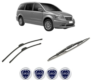 Set 3 stergatoare LANCIA VOYAGER MPV (404_) din 2011-2014, pentru parbriz si luneta fata si spate auto, Bosch Twin-Aerotwin Retrofit, din cauciuc siliconat rezistent, 4 Stickere Auto LANCIA - Img 2