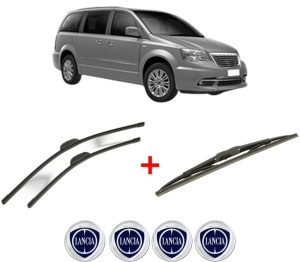 Set 3 stergatoare LANCIA VOYAGER MPV (404_) din 2011 - 2014, pentru parbriz si luneta fata si spate auto, Bosch Twin, din cauciuc siliconat rezistent, 4 Stickere Auto LANCIA v4206