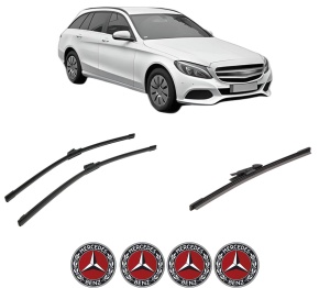 Set 3 stergatoare MERCEDES-BENZ C-CLASS T-Model (S205) din 2014-2021, pentru parbriz si luneta fata si spate auto, Bosch Aerotwin-Aerotwin, din cauciuc siliconat rezistent, 4 Stickere Auto MERCEDES-BENZ - Img 2