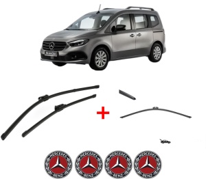 Set 3 stergatoare MERCEDES-BENZ CITAN Box Body/MPV (W420) din 2021, pentru parbriz si luneta fata si spate auto, Valeo Silencio, din cauciuc siliconat rezistent, 4 Stickere Auto MERCEDES-BENZ v11945