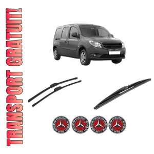 Set 3 stergatoare MERCEDES-BENZ CITAN Mixto (Double Cabin) (W415) din 2012-2021, pentru parbriz si luneta fata si spate auto, Bosch Twin-Aerotwin Retrofit, din cauciuc siliconat rezistent, 4 Stickere Auto MERCEDES-BENZ
