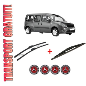 Set 3 stergatoare MERCEDES-BENZ CITAN MPV (W415) din 2012 - 2021, pentru parbriz si luneta fata si spate auto, Bosch Twin, din cauciuc siliconat rezistent, 4 Stickere Auto MERCEDES-BENZ