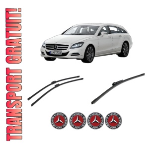 Set 3 stergatoare MERCEDES-BENZ CLS Shooting Brake (X218) din 2012-2017, pentru parbriz si luneta fata si spate auto, Bosch Aerotwin-Aerotwin, din cauciuc siliconat rezistent, 4 Stickere Auto MERCEDES-BENZ