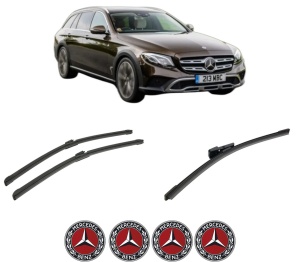 Set 3 stergatoare MERCEDES-BENZ E-CLASS All-Terrain (S213) din 2017-2023, pentru parbriz si luneta fata si spate auto, Bosch Aerotwin-Aerotwin, din cauciuc siliconat rezistent, 4 Stickere Auto MERCEDES-BENZ - Img 2