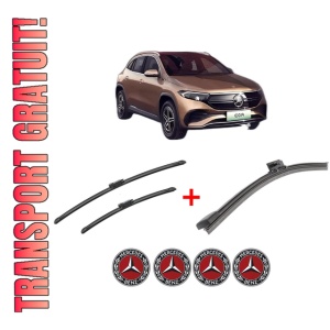Set 3 stergatoare MERCEDES-BENZ EQA (H243) din 2021, pentru parbriz si luneta fata si spate auto, Bosch Aerotwin, din cauciuc siliconat rezistent, 4 Stickere Auto MERCEDES-BENZ