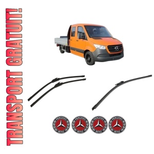 Set 3 stergatoare MERCEDES-BENZ SPRINTER 3,5-t Platform/Chassis (B907, B910) din 2020-2021, pentru parbriz si luneta fata si spate auto, Bosch Aerotwin-Aerotwin, din cauciuc siliconat rezistent, 4 Stickere Auto MERCEDES-BENZ
