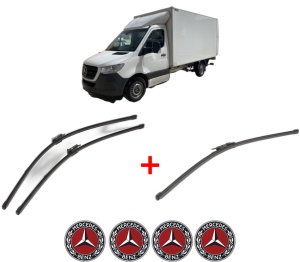 Set 3 stergatoare MERCEDES-BENZ SPRINTER 5-t Platform/Chassis (B907) din 2018 - 2021, pentru parbriz si luneta fata si spate auto, Valeo Silencio Xtrm, din cauciuc siliconat rezistent, 4 Stickere Auto MERCEDES-BENZ v14230