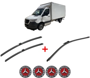Set 3 stergatoare MERCEDES-BENZ SPRINTER 5-t Platform/Chassis (B907) din 2018 - 2021, pentru parbriz si luneta fata si spate auto, Bosch Aerotwin, din cauciuc siliconat rezistent, 4 Stickere Auto MERCEDES-BENZ v7031