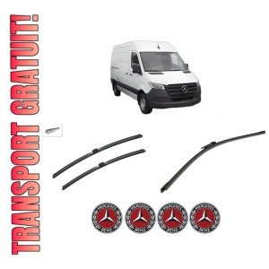 Set 3 stergatoare MERCEDES-BENZ SPRINTER 5-t Van (B907) din 2020-2021, pentru parbriz si luneta fata si spate auto, Bosch Aerotwin-Aerotwin, din cauciuc siliconat rezistent, 4 Stickere Auto MERCEDES-BENZ