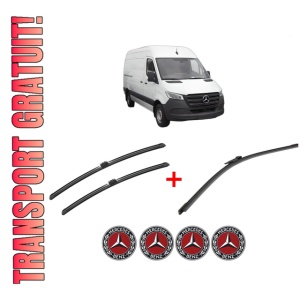 Set 3 stergatoare MERCEDES-BENZ SPRINTER 5-t Van (B907) din 2020, pentru parbriz si luneta fata si spate auto, Bosch Aerotwin, din cauciuc siliconat rezistent, 4 Stickere Auto MERCEDES-BENZ